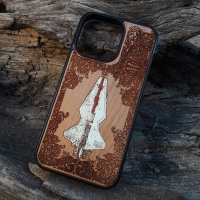 Intergalactic Ship V Star Wars - Wood Phone Case - Hand Painted Star Wars engraved wood phone case