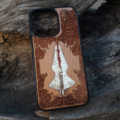 Intergalactic Ship V Star Wars - Wood Phone Case - Hand Painted Star Wars engraved wood phone case