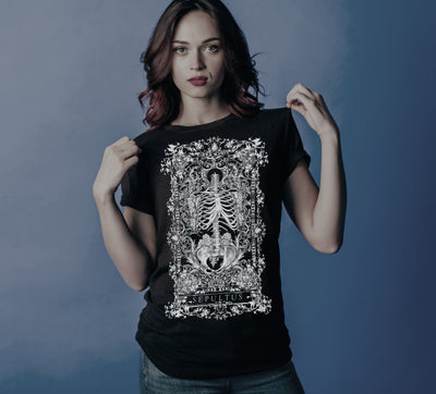 skeleton graphic tee shirt women