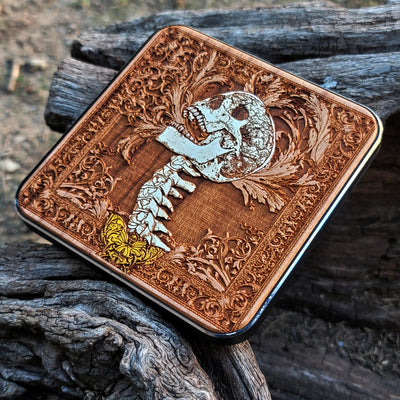Side view of hand-painted human skull art wireless charger – unique design for iPhone & Galaxy