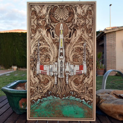 Intergalactic Ship III Star Wars - Extra Large Star Wars engraved wood phone case