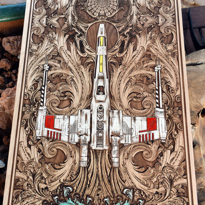 Intergalactic Ship III Star Wars - Extra Large Star Wars engraved wood phone case