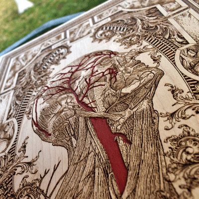 Doctor office wall art with vintage anatomical wood design