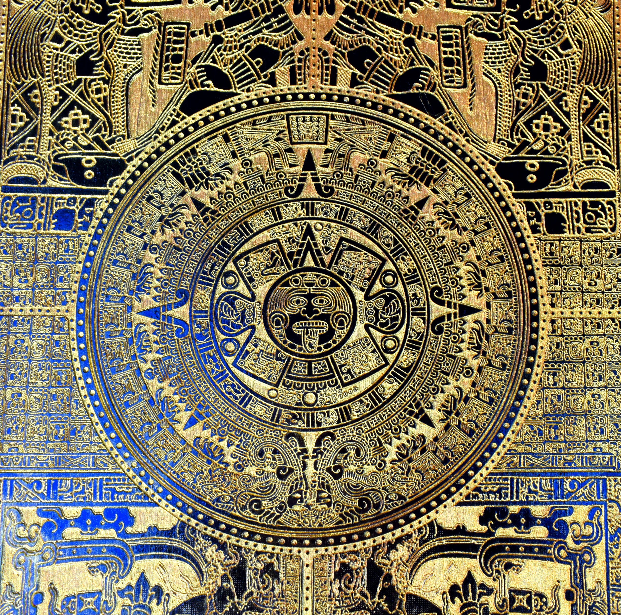 Aztec Calendar Black Paint - Large