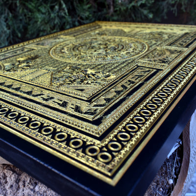 Gothic engraved wood art – gothic art, engraved wood, dark fantasy, skeleton design, artisan crafted