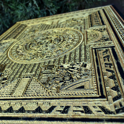 Gothic engraved wood art – gothic art, engraved wood, dark fantasy, skeleton design, artisan crafted