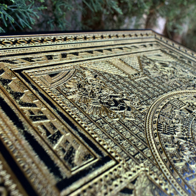 Gothic engraved wood art – gothic art, engraved wood, dark fantasy, skeleton design, artisan crafted