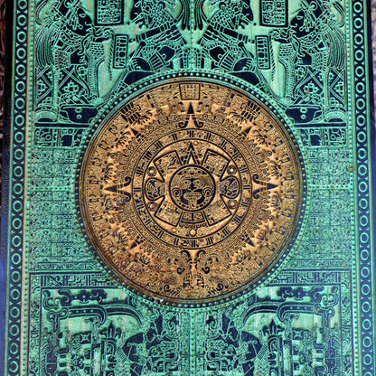 Aztec Calendar - Medium Black Paint - Green & Gold Pigment