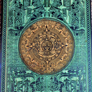Aztec Calendar Black Gold Green Paint - Medium