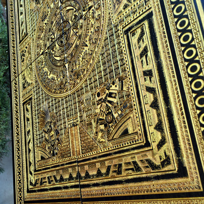 Gothic engraved wood art – gothic art, engraved wood, dark fantasy, skeleton design, artisan crafted