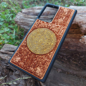 aztec calendar wooden phone case