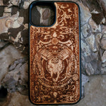 Load image into Gallery viewer, iPhone &amp; Samsung Galaxy Wood Phone Case - Skeleton Artwork &quot;Baphomet&quot;
