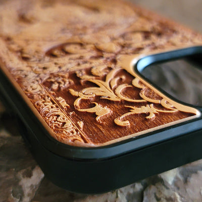 Laser engraved Baphomet Skull wood phone case, perfect gift for gothic fans