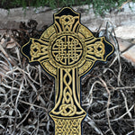 Load image into Gallery viewer, Carved Wall Hanging Celtic Cross Sculpture
