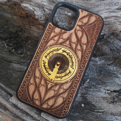 Wooden phone case for iPhone & Samsung Galaxy featuring The Dark Tower design from Lord of the Rings. Laser-engraved with intricate details for a unique look. Compatible with iPhone , 15, 14, 13, 12, 11 Pro Max Mini & Samsung Galaxy S, S24, S23, S22, S21, S20 Ultra Plus Note 20. Durable, slim, and stylish. Perfect for Lord of the Rings fans. Order now!