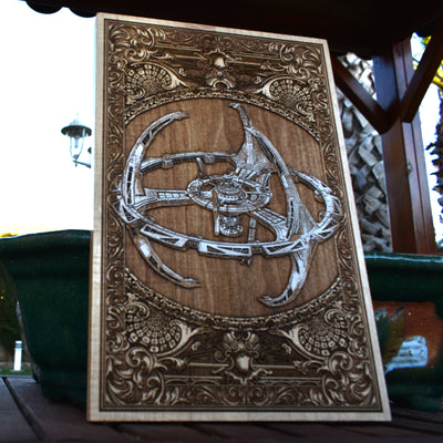 Intergalactic Ship V Enterprise - Medium Hand Painted Alien xenomorph HR Giger biomechanical engraved phone case