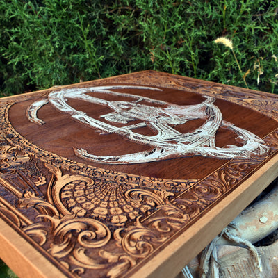 Intergalactic Ship IV Enterprise - Large Cedar Wood - Hand Painted Alien xenomorph HR Giger biomechanical engraved phone