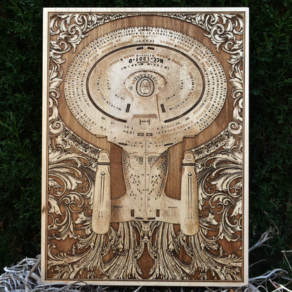 Star Trek Enterprise NCC-1701D wood wall art for sci-fi fans