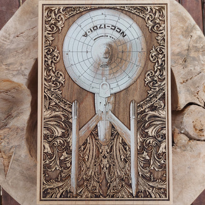 Intergalactic Ship XI Enterprise - Medium Hand Painted Alien xenomorph HR Giger biomechanical engraved phone case