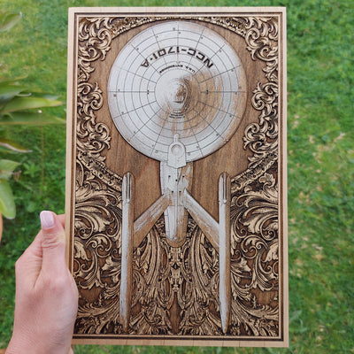 Intergalactic Ship XI Enterprise - Medium Hand Painted Alien xenomorph HR Giger biomechanical engraved phone case