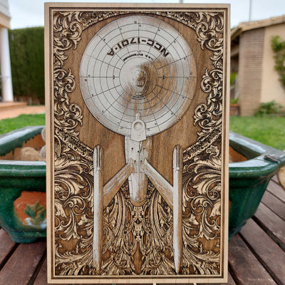 Intergalactic Ship XI Enterprise - Medium Hand Painted Alien xenomorph HR Giger biomechanical engraved phone case