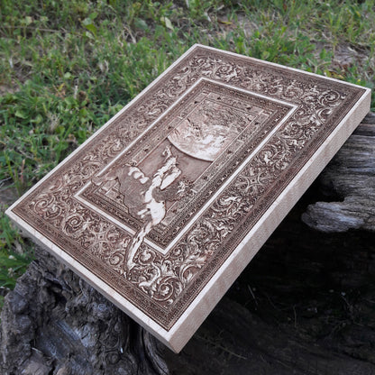 Handcrafted Phaeton Fall wood engraving – Greek mythology-inspired art for collectors.