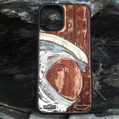Wooden phone case featuring a laser-engraved Celtic tree design, compatible with iPhone  and Galaxy
