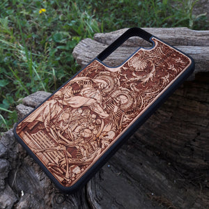 iPhone & Samsung Galaxy Wood Phone Case - Skeleton Artwork "Souls"