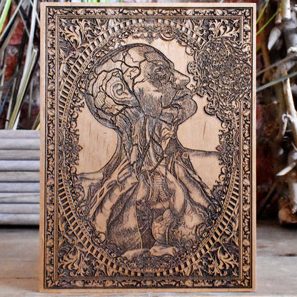 Human anatomy wood engraving - medical art gift for doctors and students.