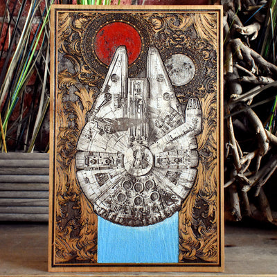 Intergalactic Ship II Star Wars - Medium Hand Painted Star Wars engraved wood phone case