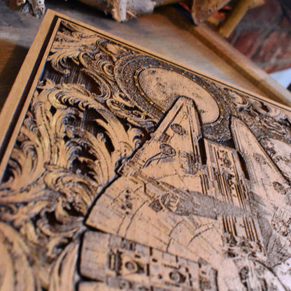 Handmade Millennium Falcon wooden wall art for collectors and Star Wars lovers