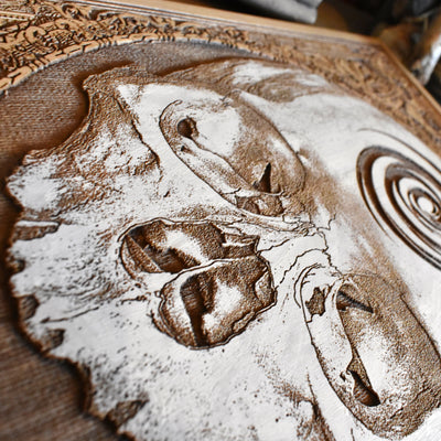 Gothic-style skull painting – handmade wooden wall art