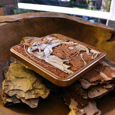 iPhone & Galaxy charging on hand-painted Human Souls dark art wireless charger – fast charging, Gothic tech accessory