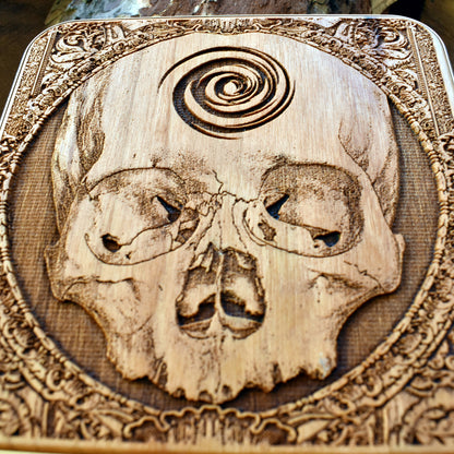 Unique gothic gift set featuring handmade skull art wireless charger, compatible with iPhone 16 and Galaxy S25, for horror and skull lovers.