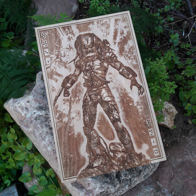Handmade Predator wood artwork – perfect gift for movie fans