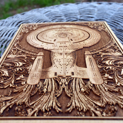 Geeky Star Trek gift – laser-engraved Starship Enterprise decor
