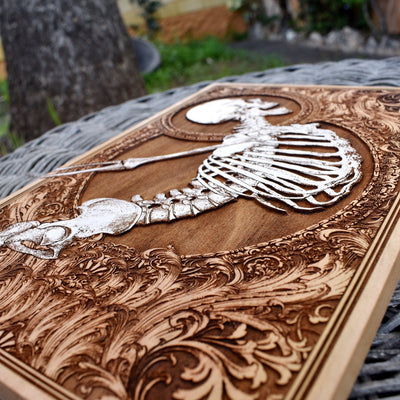 Unique skull and skeleton painting, gothic wall decor for dark homes