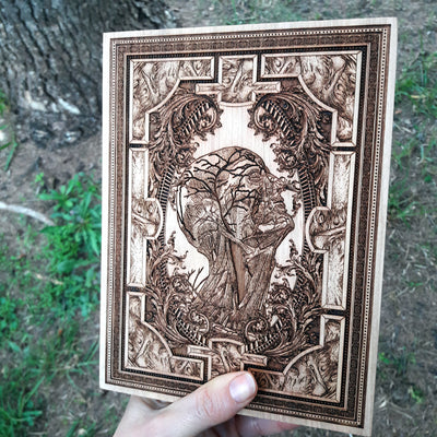 Handmade wooden artwork 'nan' – wood gift for 5 year anniversary, wedding present, gift for him or her, romantic handcrafted decor