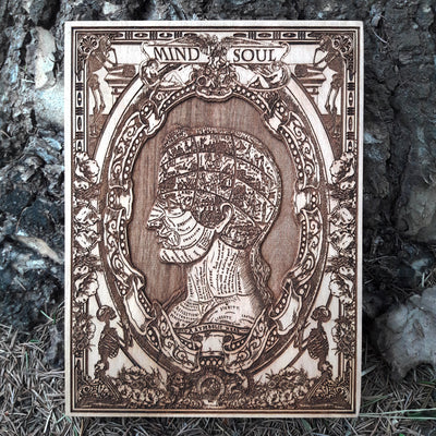 Handmade wooden artwork 'Symbolic Head - Mini' – wood gift for 5 year anniversary, wedding present, gift for him or her, romantic handcrafted decor