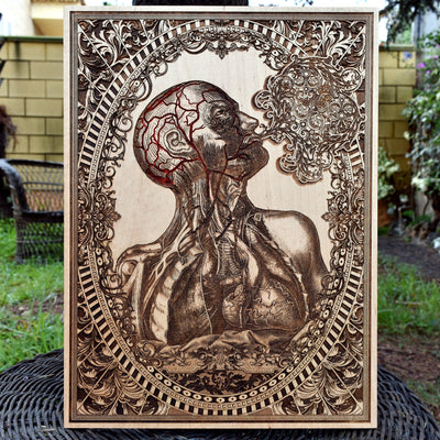 Anatomical wood wall art for doctor graduation gift
