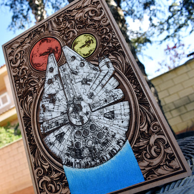 Intergalactic Ship I Star Wars - Medium Hand Painted Star Wars engraved wood phone case