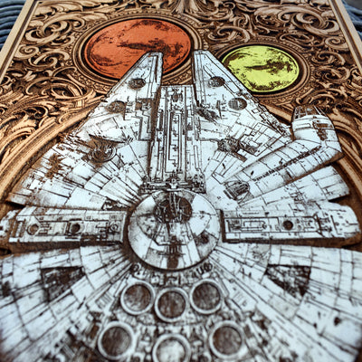 Intergalactic Ship I Star Wars - Medium Hand Painted Star Wars engraved wood phone case