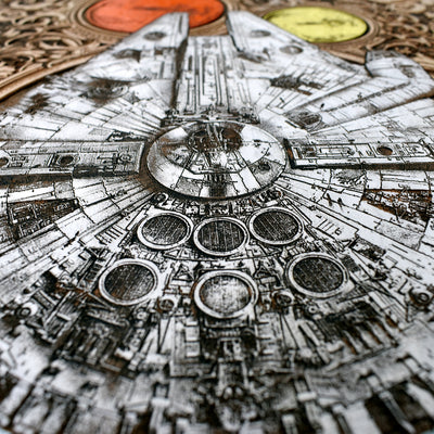 Intergalactic Ship III Star Wars - Large Hand Painted Star Wars engraved wood phone case