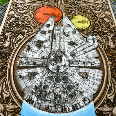Intergalactic Ship III Star Wars - Large Hand Painted Star Wars engraved wood phone case