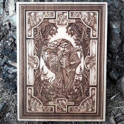 Handmade wooden artwork 'Smell of Blood - Mini' – wood gift for 5 year anniversary, wedding present, gift for him or her, romantic handcrafted decor