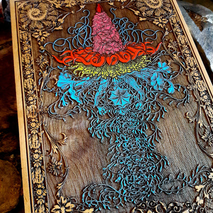 Vintage marine biology wood art, hand-painted for a rustic decor look