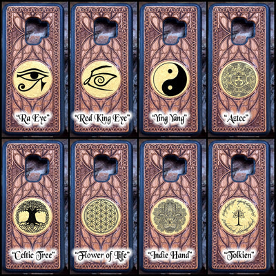 Laser-engraved wooden phone case featuring a detailed skull design, compatible with iPhone 16, iPhone 15, Galaxy S25, and more.