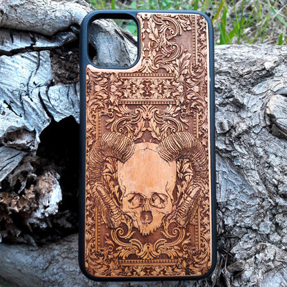 Skull and ram horns laser-engraved wooden phone case for iPhone & Samsung Galaxy – Compatible with iPhone 16 and Samsung Galaxy S25

This optimization focuses on the dark, gothic, and alternative elements of the design, including the skull and ram horns theme, while also highlighting the compatibility with both iPhone and Samsung Galaxy models for better search engine visibility.