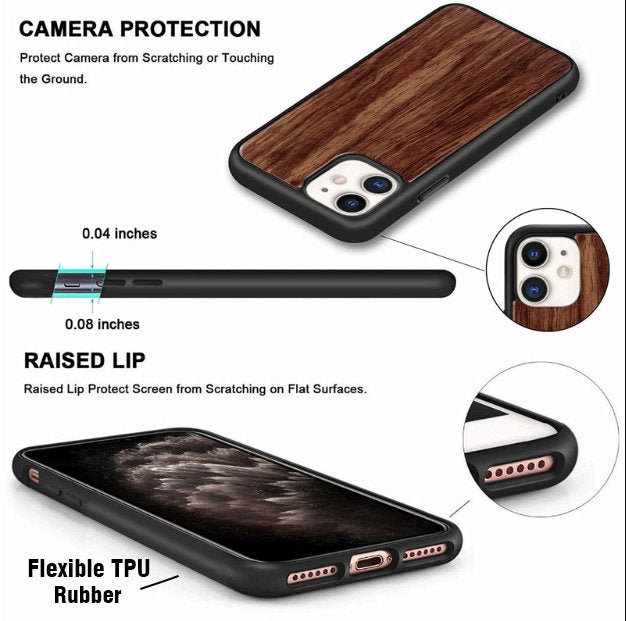 Personalized Phone Case for iPhone 11 Pro Max - Galaxy S20 Ultra Plus Wood Case - XS XR X 8 7 6 6S Plus - S10 S10e Note 9 10 - SE (2020)