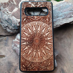 Load image into Gallery viewer, mandala wood phone case
